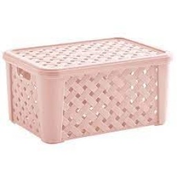 CAJA ORGANIZADORA PLASTICO TIPO RATTAN ROSA 51 X 35 X 21 CM PARAMOUNT