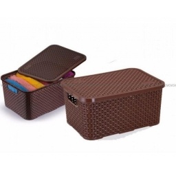 CAJA ORGANIZADORA RATTAN CTAPA MARRON