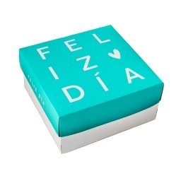 CAJA FT  28 X 28 X 10 FELIZ DIA CELESTE