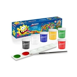 Set Tempera Artesco x 6 unds + Paleta + Pincel